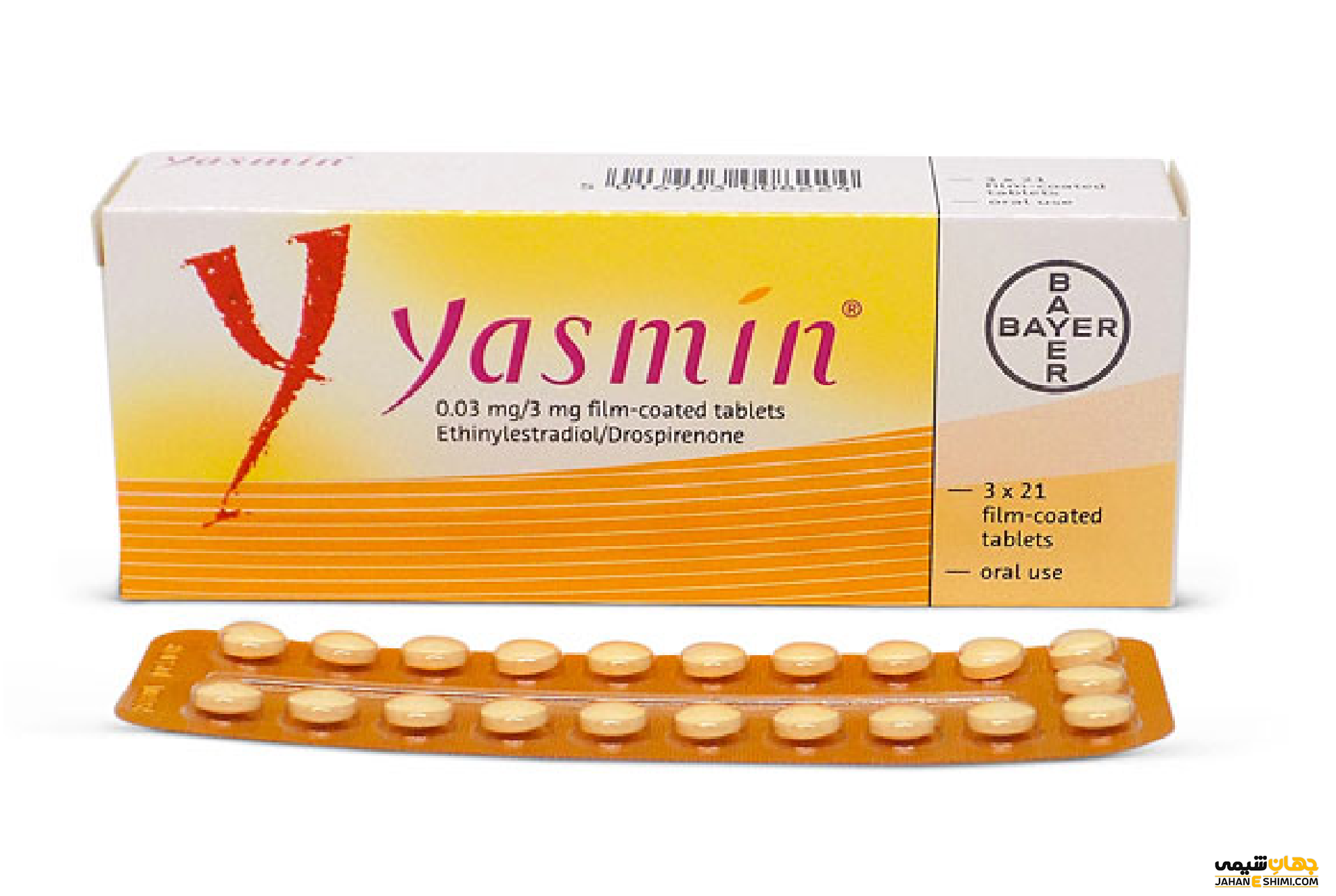 قرص یاسمین 3mg.30mcgبایر اصلی 21عددی تاریخ 12.2026